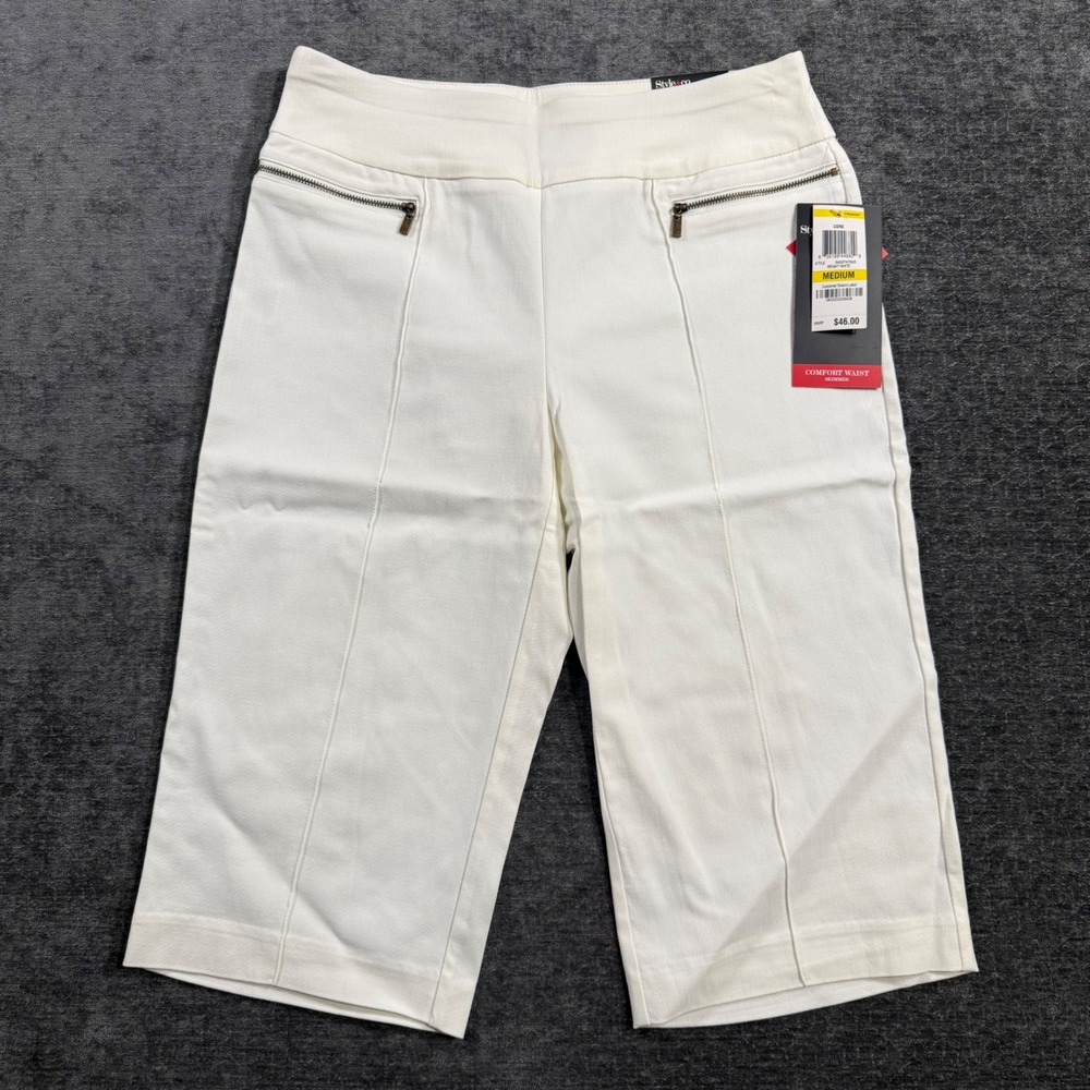 Style & Co Womens Comfort Waist Skimmer Shorts White Stretch Size M 54097WT805